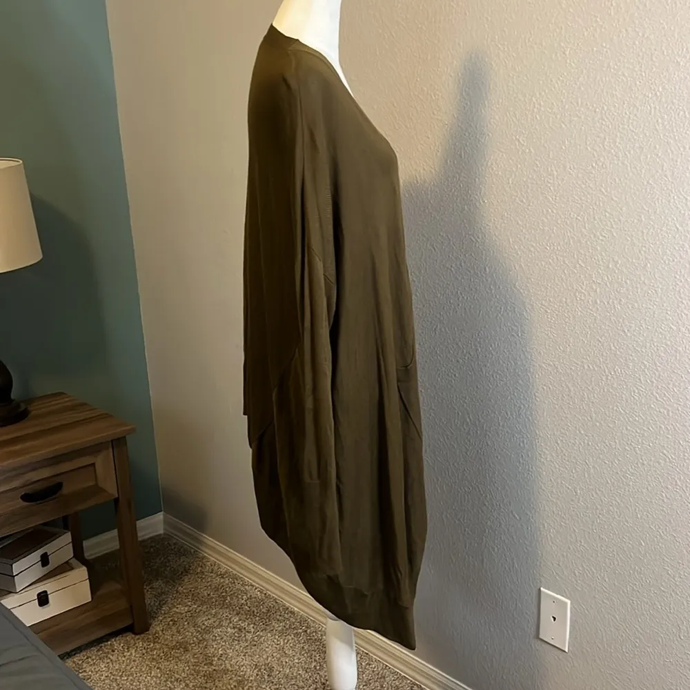 Silence + Noise Open Front Cardigan Olive/Brown Size Small - Image 2