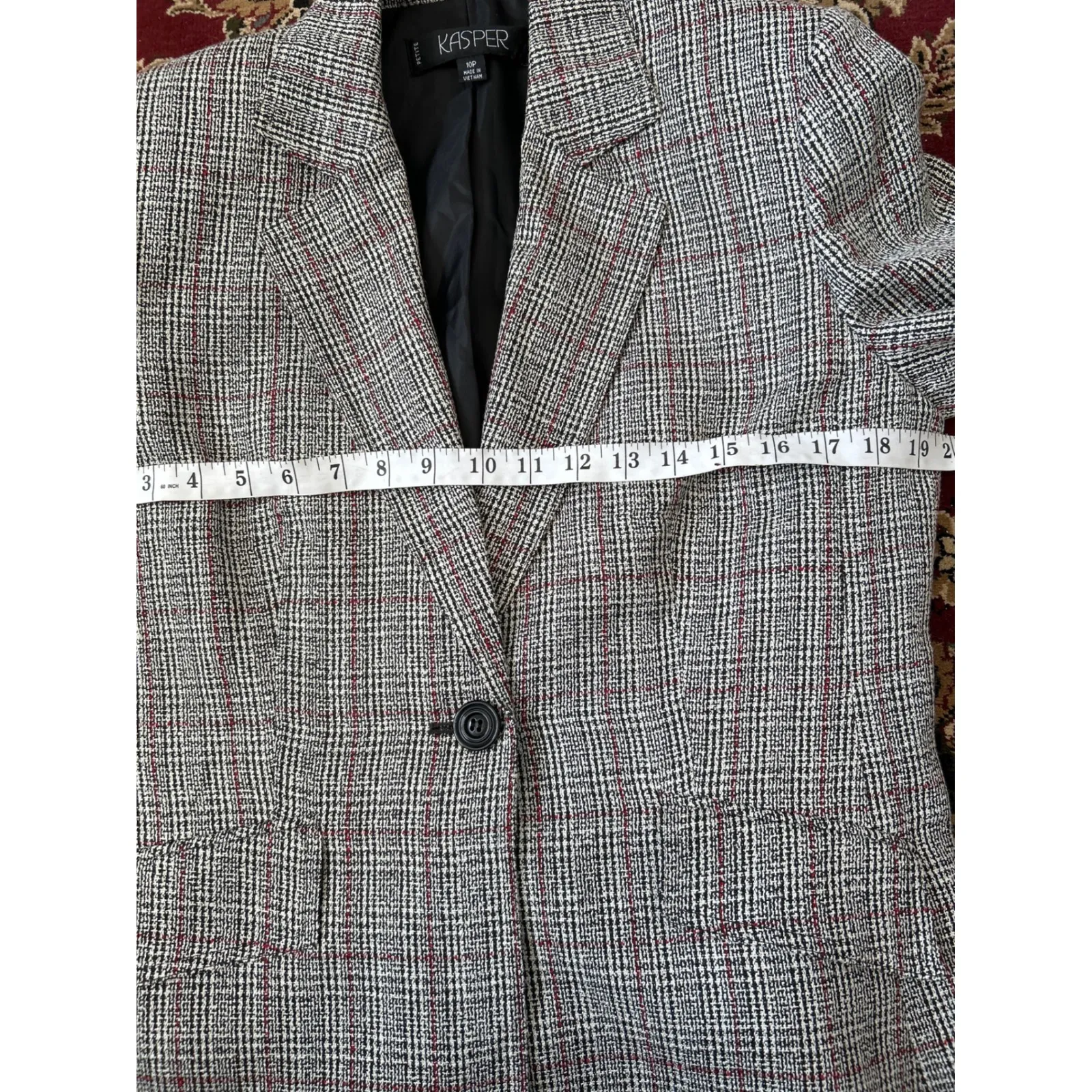 Kasper Petite Blazer Size 10P Plaid Check Career Business‎ Jacket - Image 4