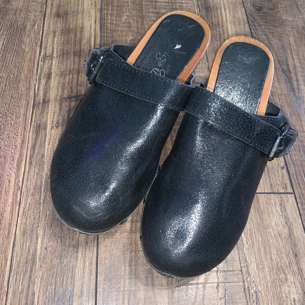 Y2k juicy couture vintage black wooden clogs logo crown detail silver Diamond 7 - Image 2