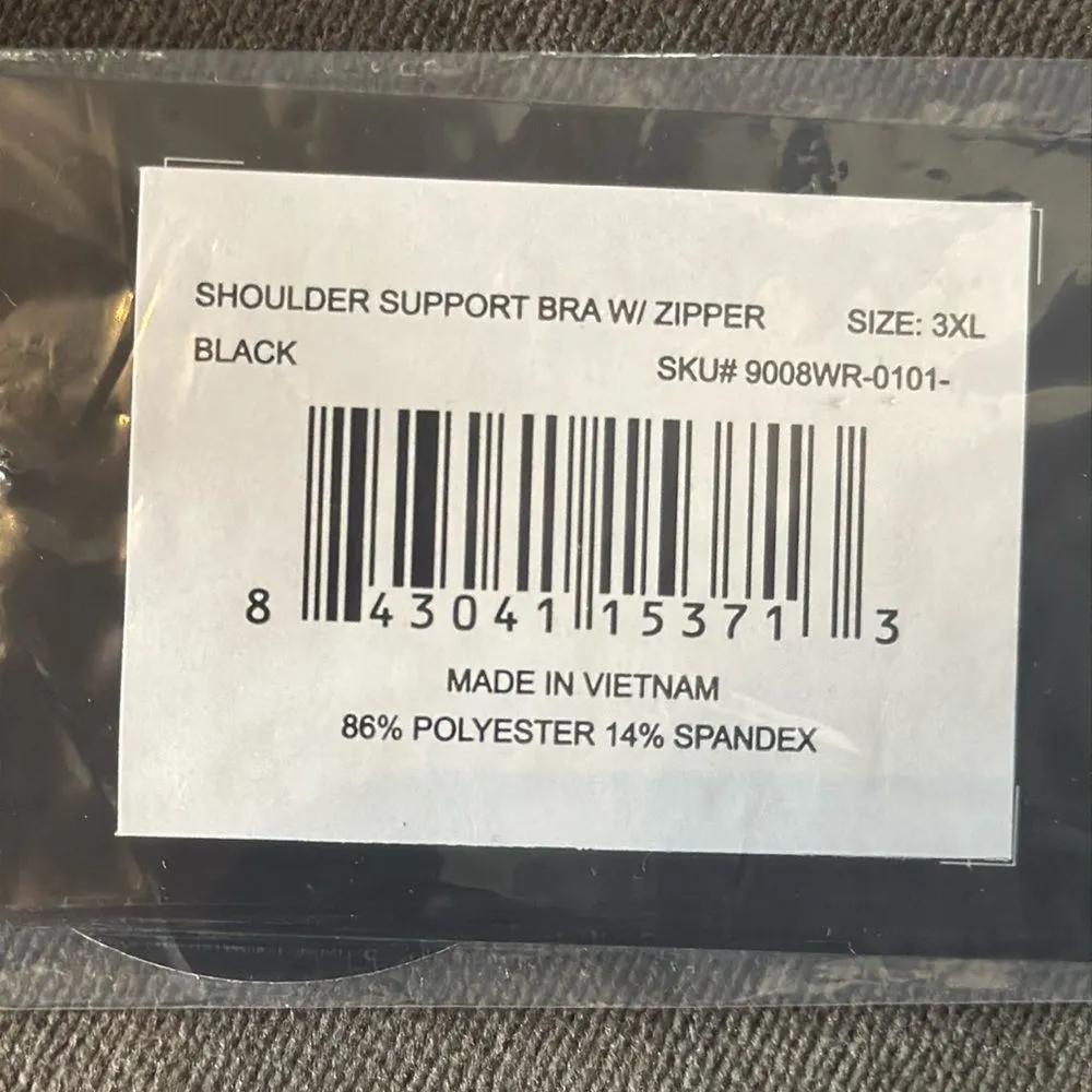 Women's Tommie Copper Shoulder Support Bra with Front Zipper Black Size 3XL NEW - Image 3