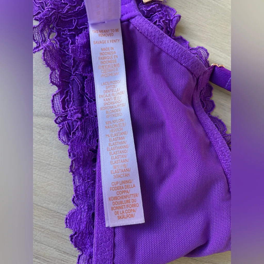 Savage X Fenty Vibrant Purple Lace Lingerie Size undefined - Image 8