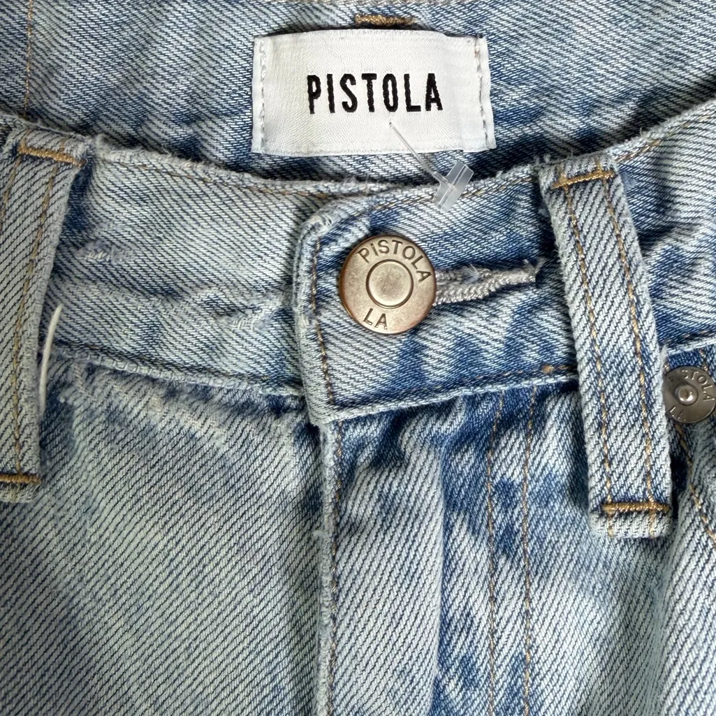 Pistola Women’s Cassie Super High Rise Straight Jean Light Wash Distressed Sz 28 - Image 4