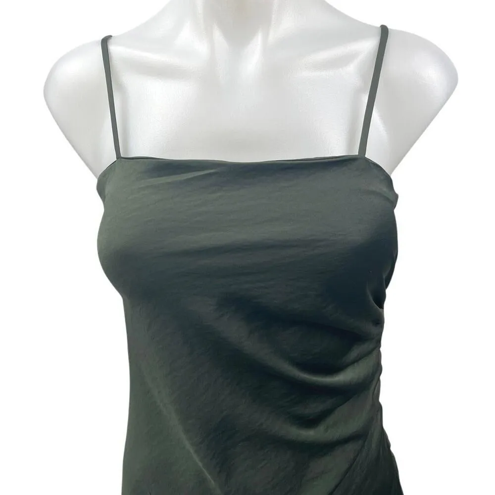 Zara Women's Green Silky Satin Sleeveless Cami Camisole Midi Tank Slip Dress XS - Image 3