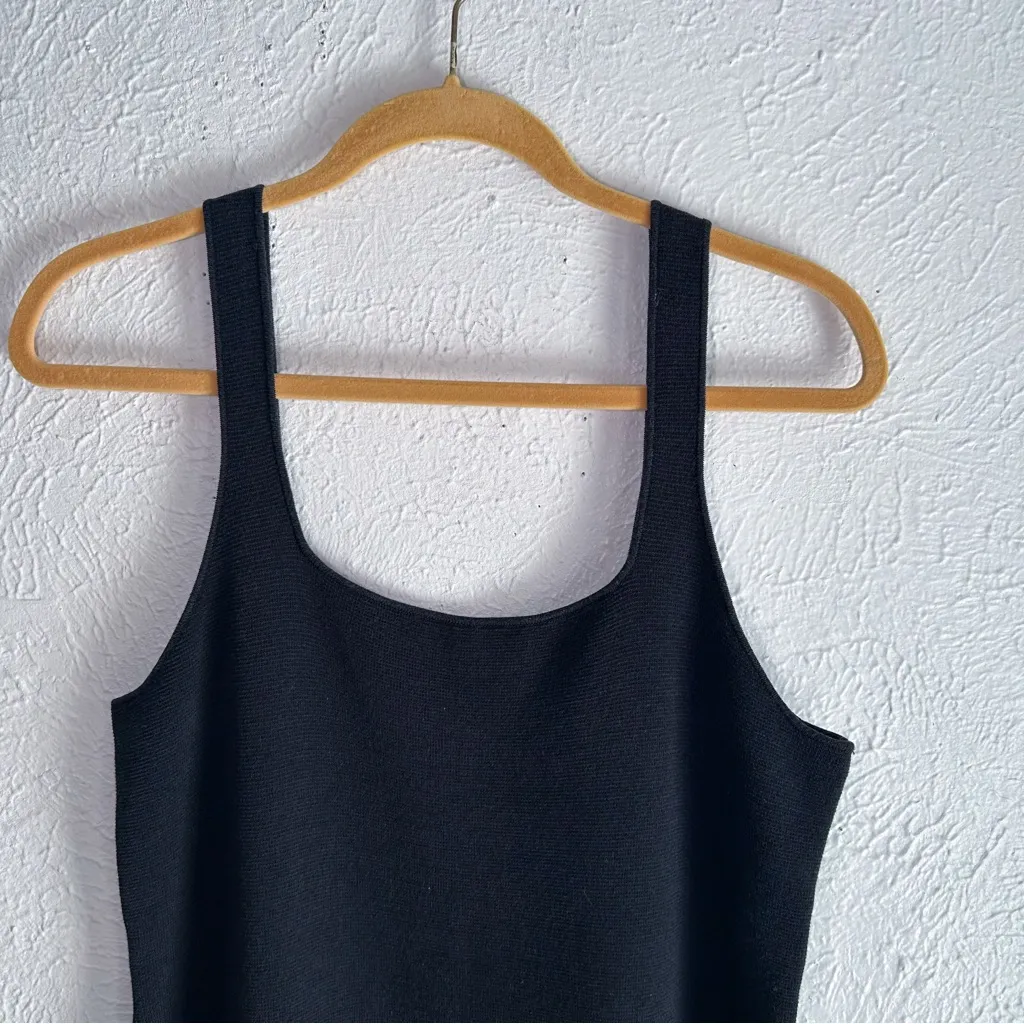 J. Crew Squareneck mini sweater-dress black Sz Large Minimalist Quiet Luxury - Image 5