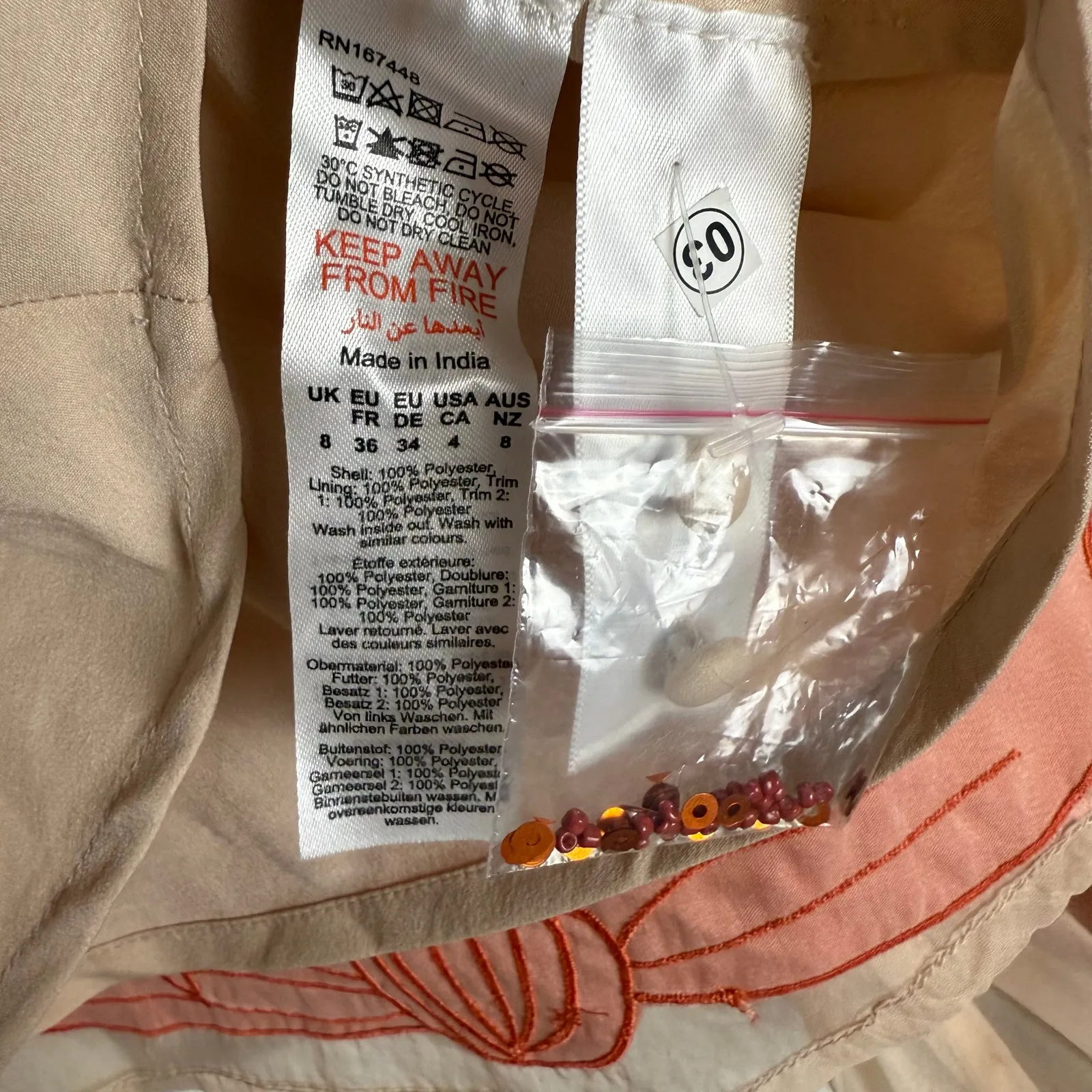 Karen Millen Organdie Applique Buttoned Sheer Long Sleeve Sequined Blouse 4 - Image 10