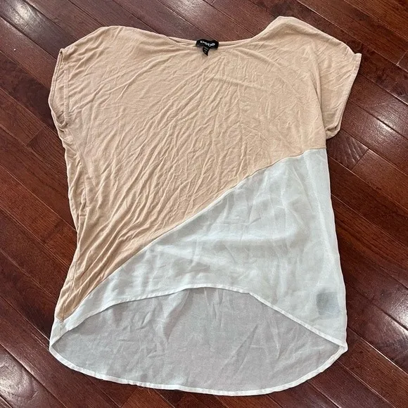 Bebe mocha and sheer white top size medium - Image 2