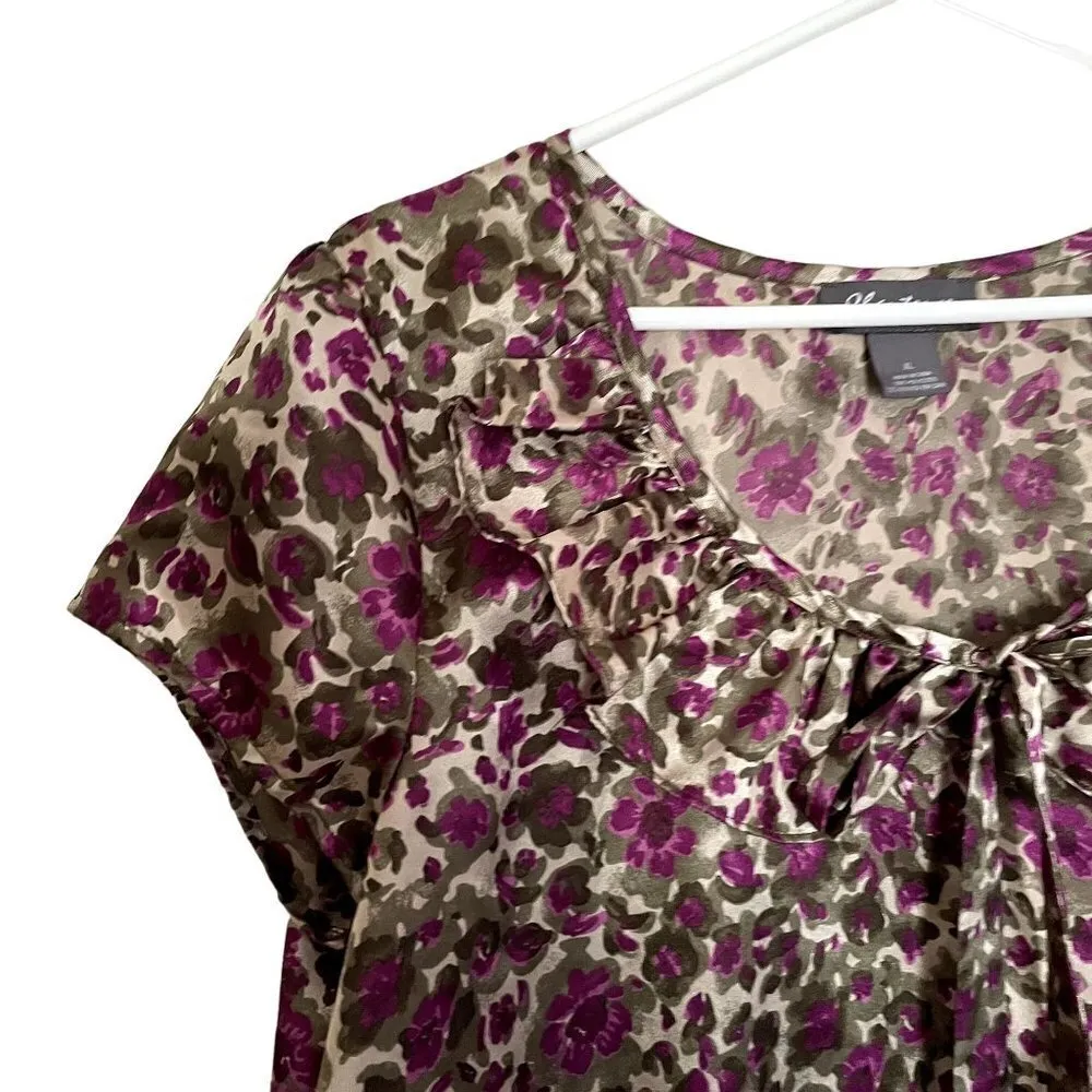 Charteuse intimates olive and purple short sleeved lightweight top classic comfo Size XL - Image 2