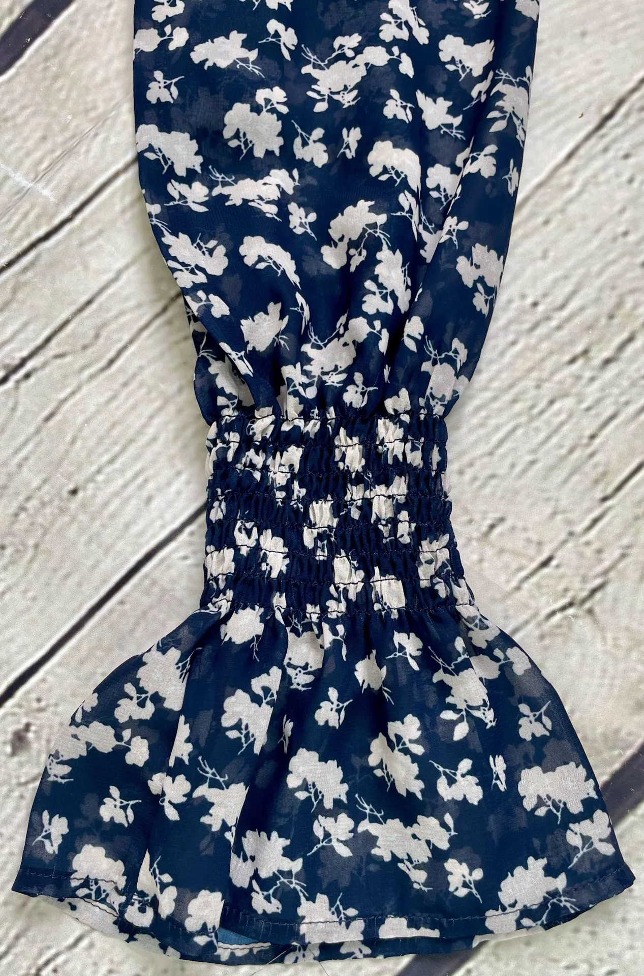 Navy Smocked Ditzy Floral Print Dress NWT! - Image 11