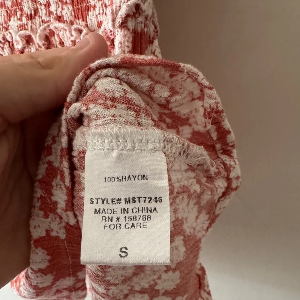 Mable Peachy Ditsy Smocked Floral Mini Skirt Pull On Elastic Waist Pink - Image 4