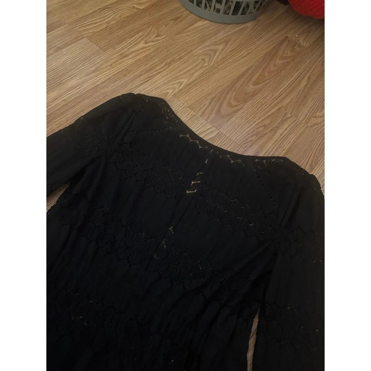 Free People Fire Island Open Back Knit Cinch Lacey Top Size Medium - Image 9