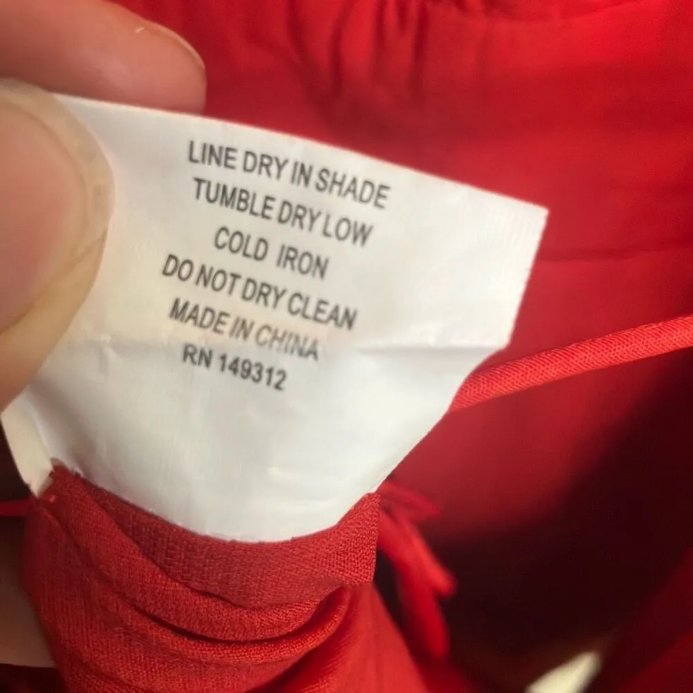 462. Saints + secret Romantic Gathered Bust Open Back Romper Red size Large - Image 11