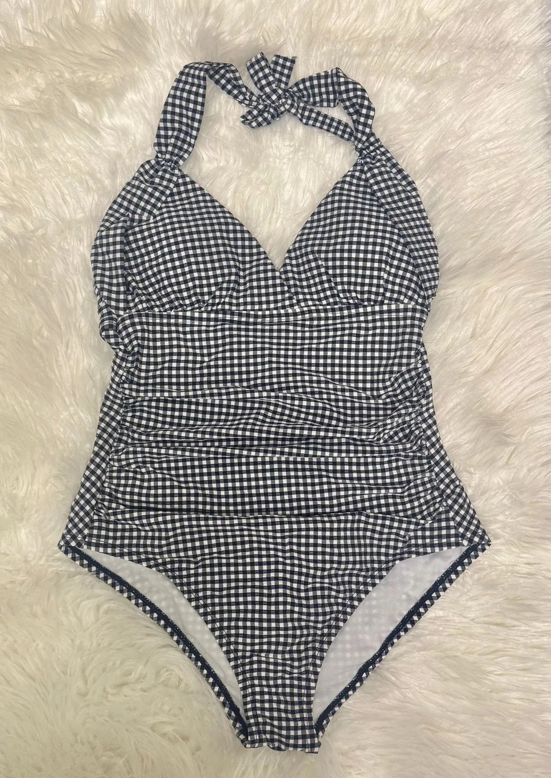 Draper James RSVP Preppy Gingham Swimsuit Ruched Halter Medium NEW WITHOUT TAGS - Image 1