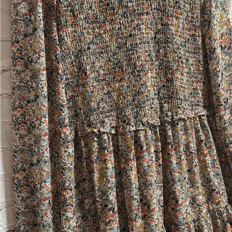 Medium Dip Elegant Floral Print Midi Dress Brown - Image 6