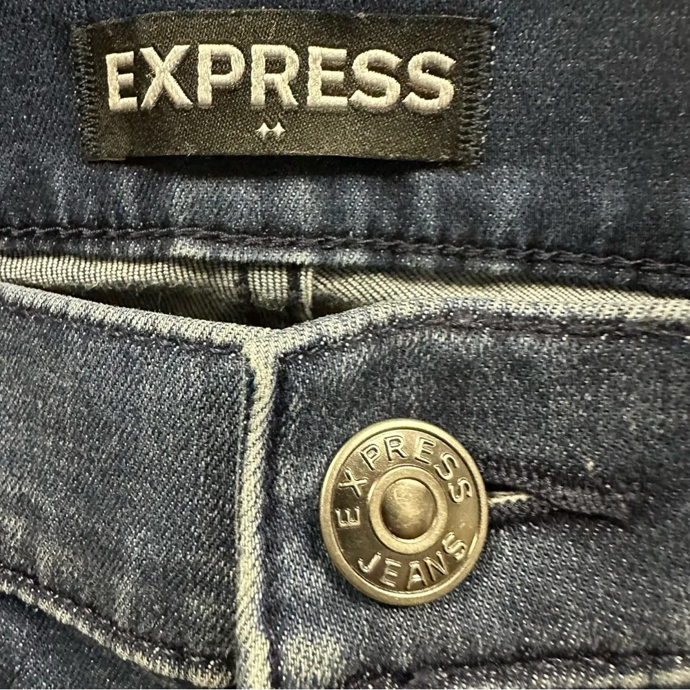 Express Pearl Embellished Denim Mid Rise Ankle Legging Denim Blue Jeans Womens 4 - Image 12