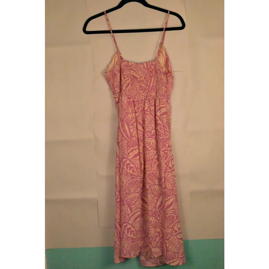 Women's Sienna Sky Pink Beige Leaf Print Maxi Dress XS - Image 7