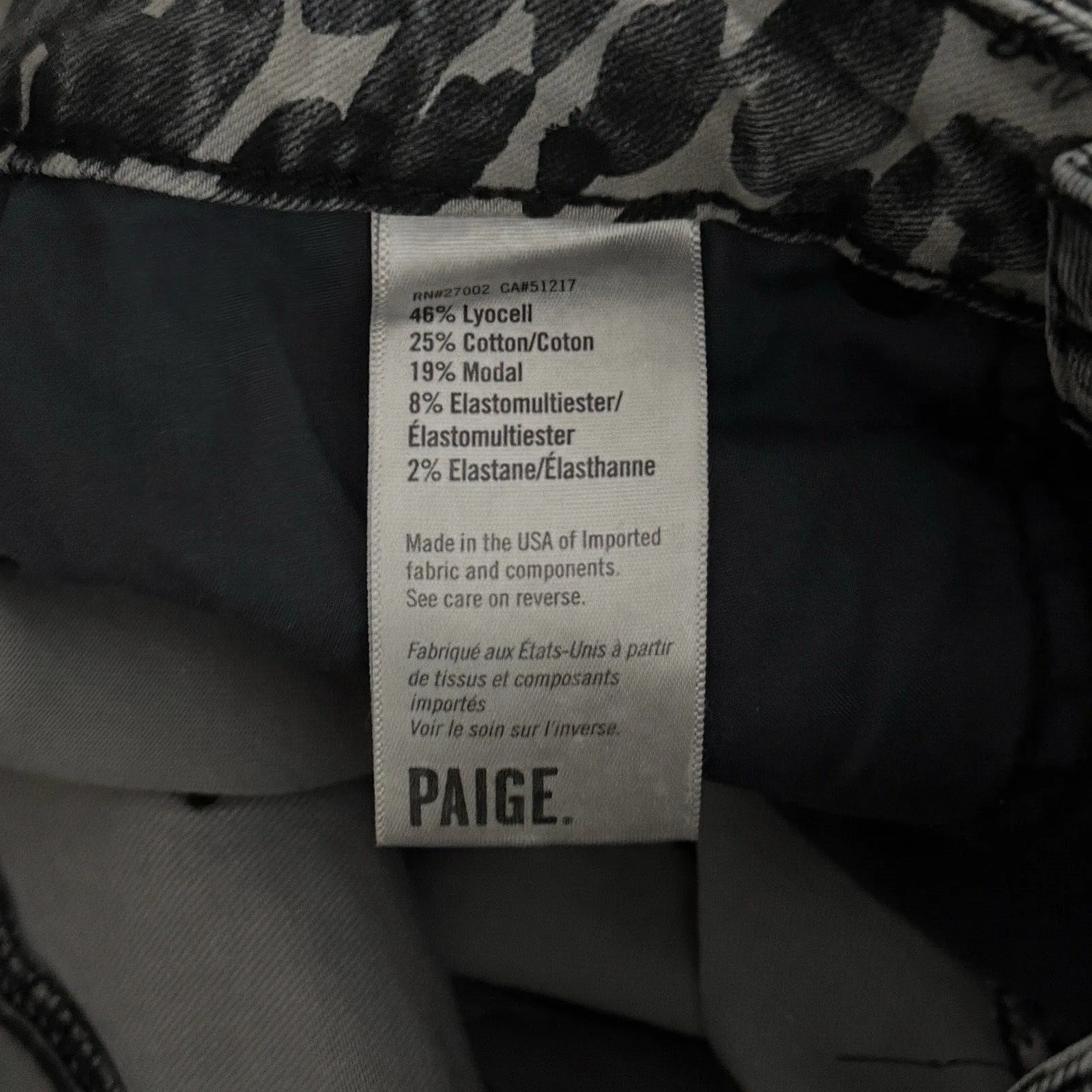 Paige Rosie HW Poppy Leopard slim Cut Flare Jeans Grey Animal Print Size 4 26 - Image 9