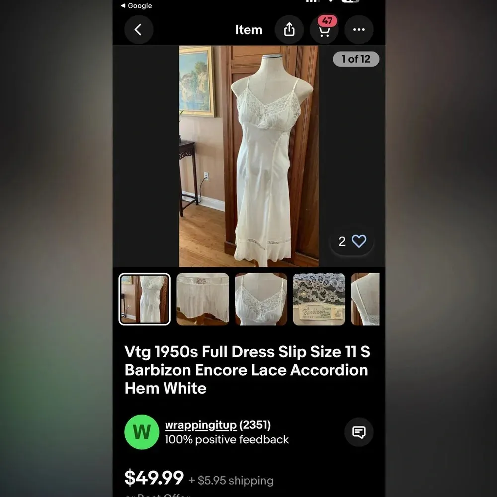 Barbizon Vintage 1950’s amazing nylon slip dress size medium large - Image 13