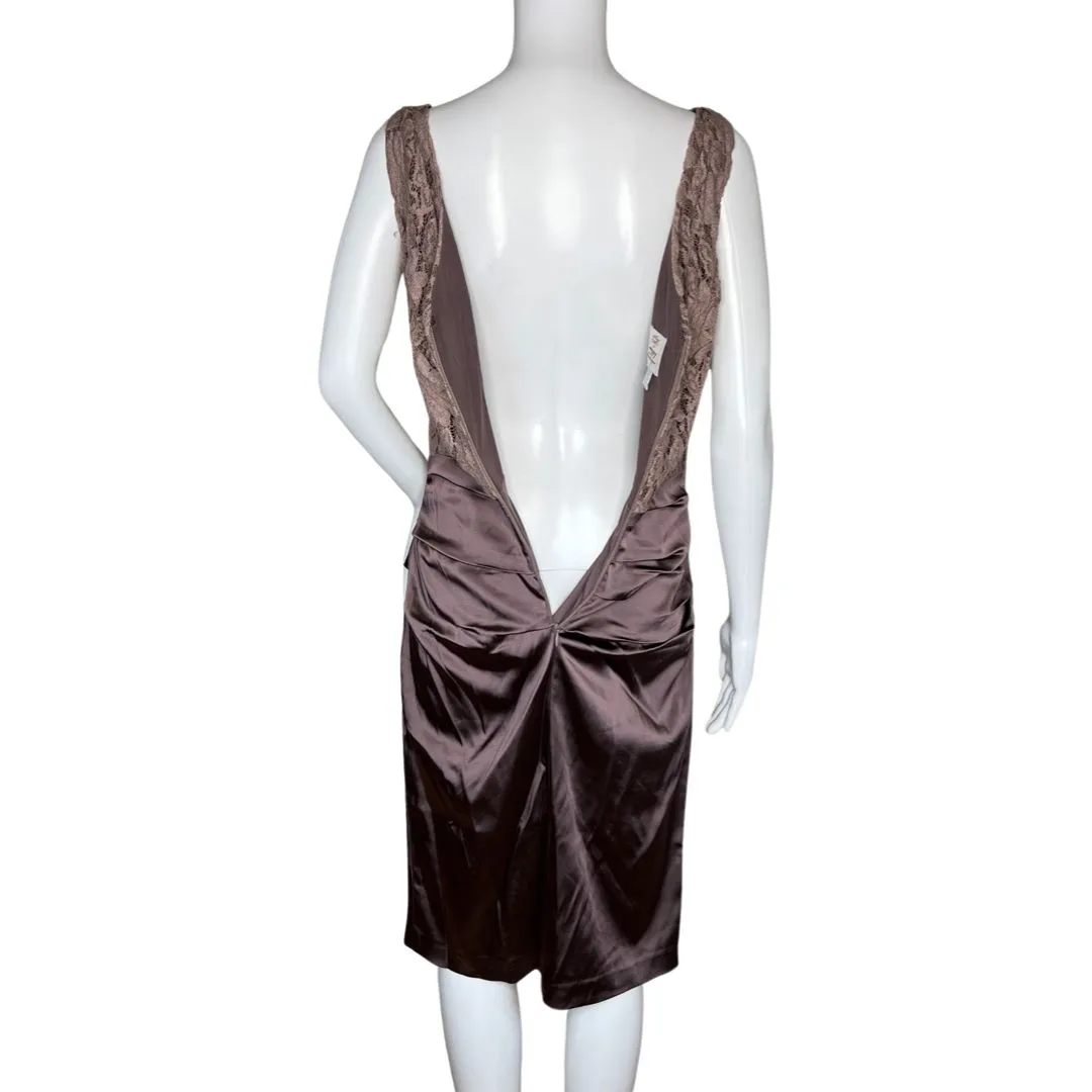 Suzi Chin For Maggy Boutique Dress Womens 6 Purple Satin Ruched Formal Cocktails - Image 5