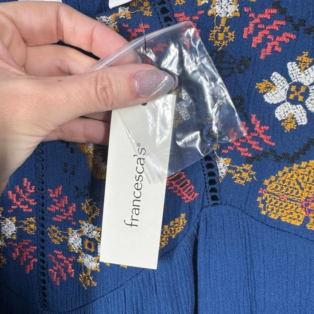 Blue Rain Dress Women Size XS NWT Blue Floral Embroidery Boho Spring Western - Image 10