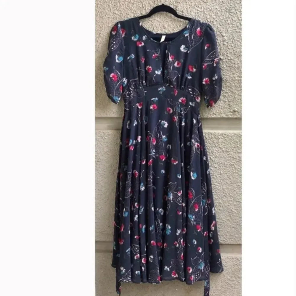 Free People Bonnie Midi Dress 6 Butterfly Floral Coquette Cottagecore Boho - Image 5