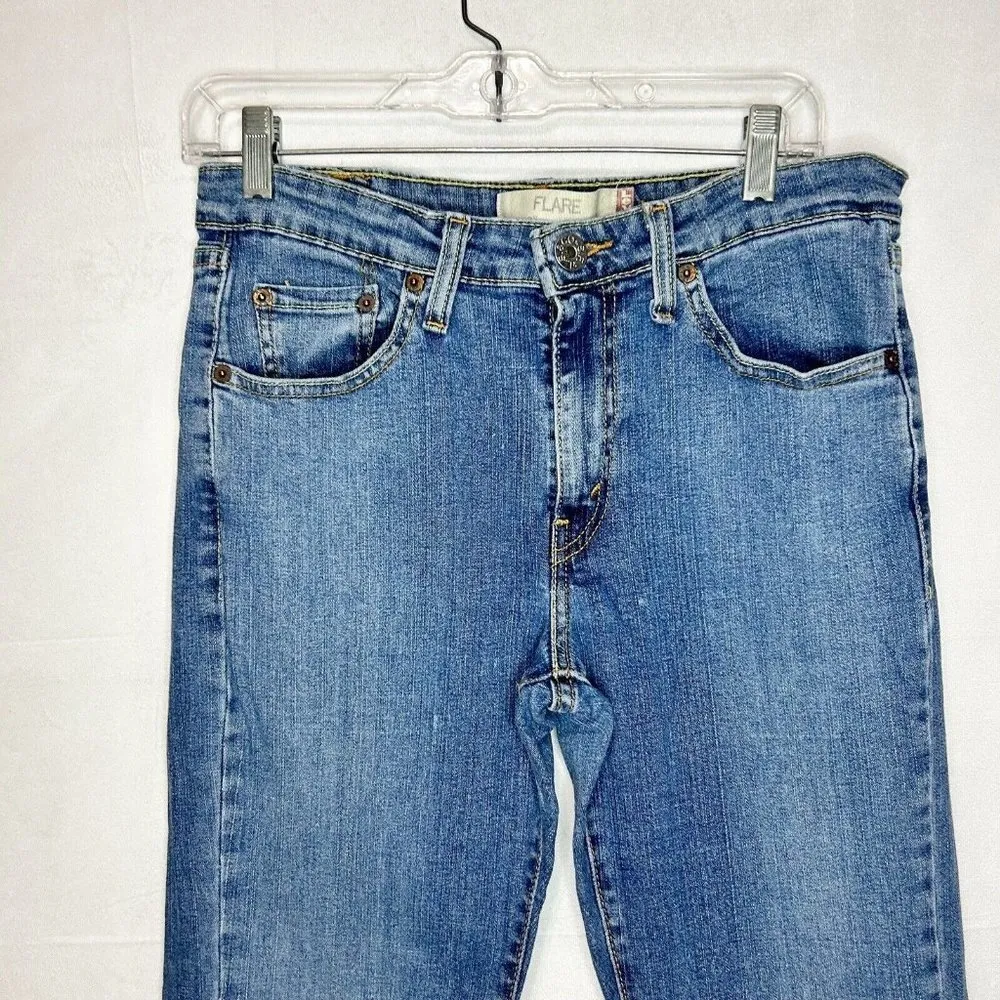 Levi's 519 Flare Denim Blue Jeans Junior Size 11 Short (32x29) Mid-Rise - Image 2