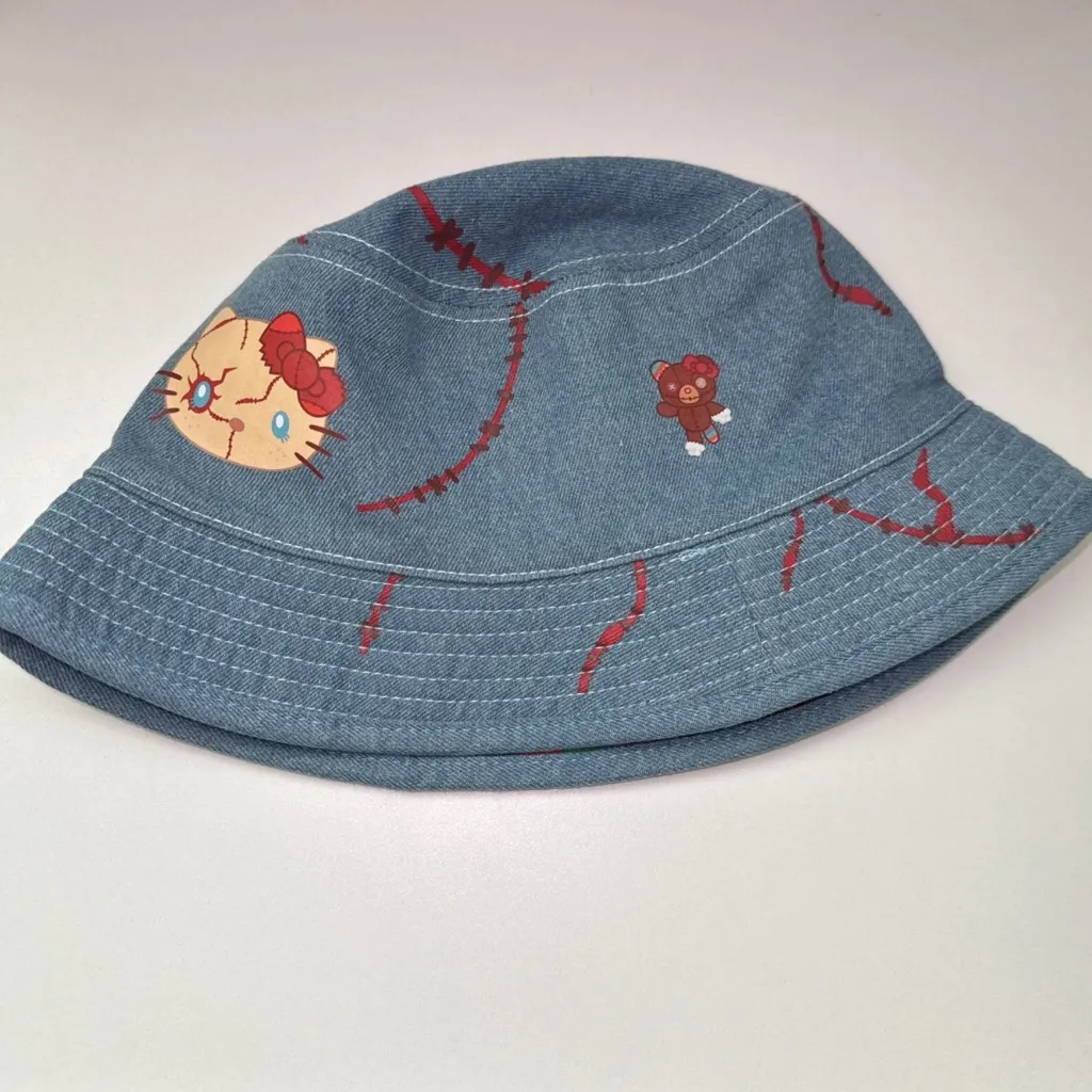 Hello Kitty Chucky Bucket Hat Universal Studios HHN Reversible Blue - Image 5