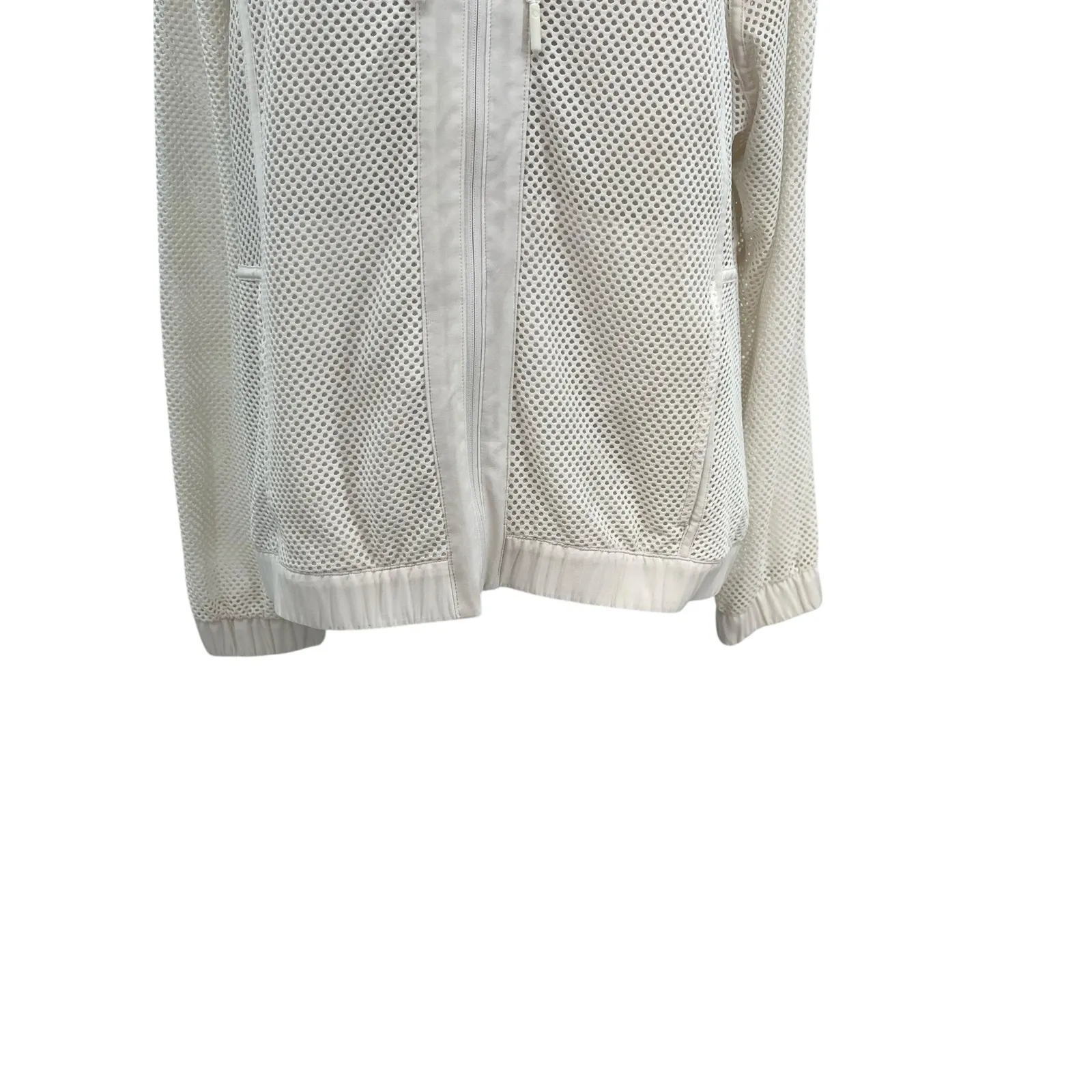 Lululemon Mesh on Mesh Jacket Zip‎ Up Hooded White Size 10 - Image 6