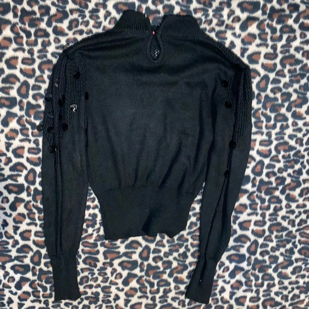 90s vintage style gothic vampire girl sequin sweater top Black Size M - Image 6