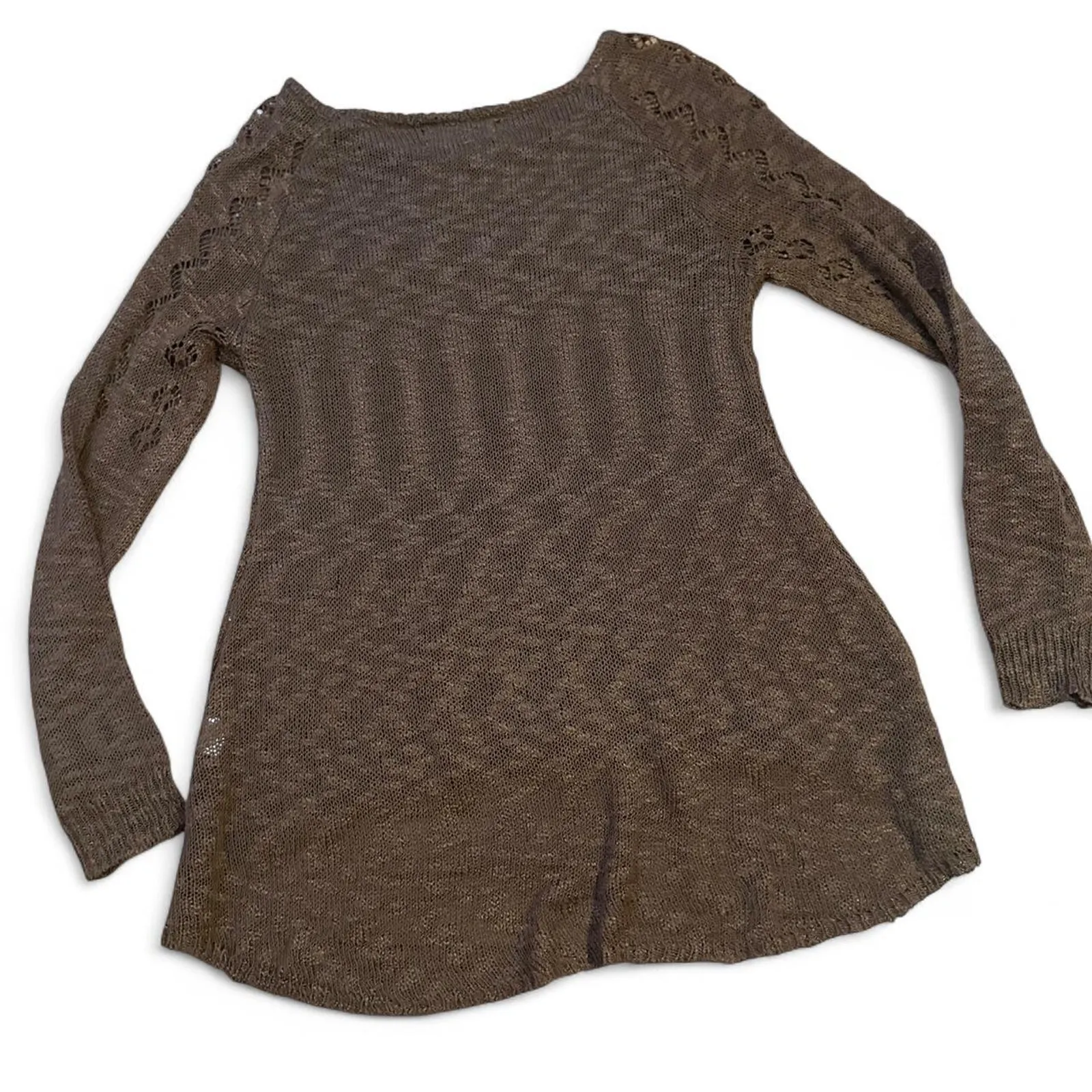 boho Brown knitted lace long sleeve top - Image 2