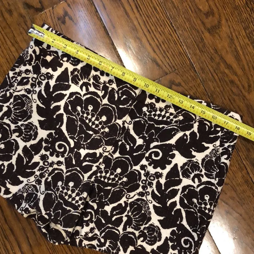 TRINA TURK Ivory Brown Tapestry Like Floral Dress Shorts Sz 12 - Image 6
