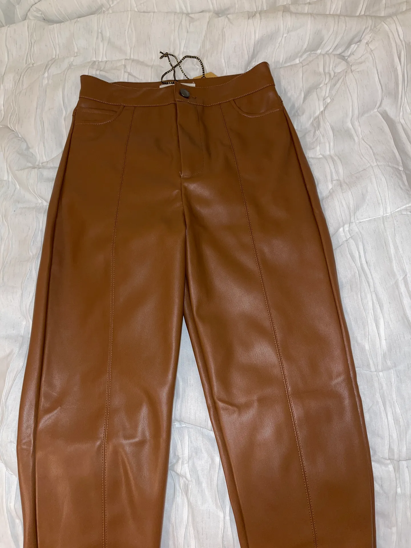 Vibrant Miu Leather Pants - Image 3
