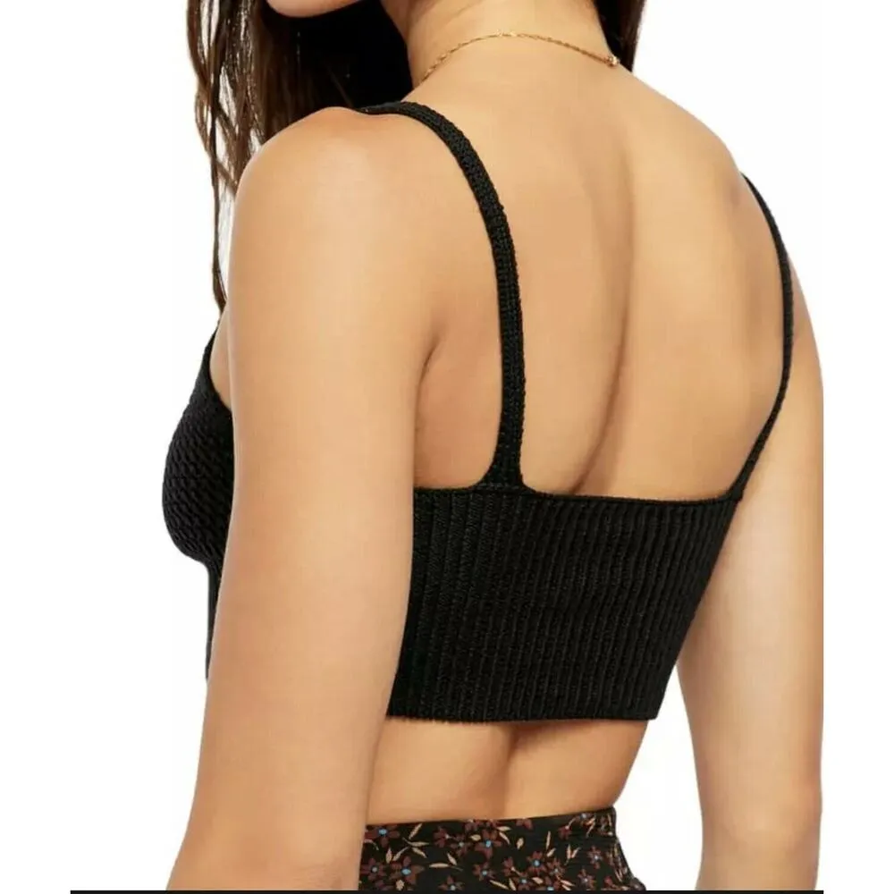 Free People Intimately Crochet Bralette X-Small You Wanna Brami V-Neck Boho - Image 2