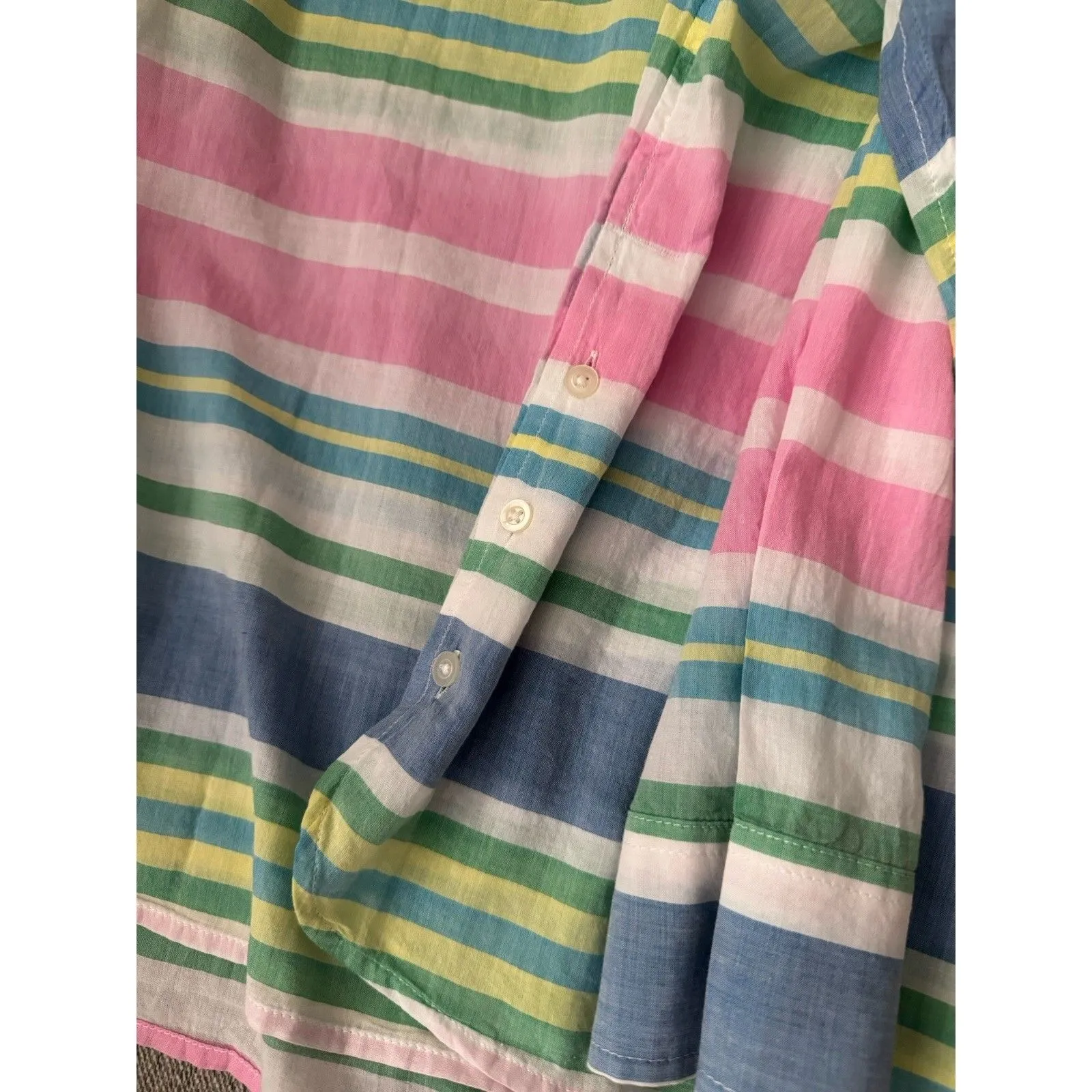 Talbots Size XL Beach Club Stripe Popover Blouse in Blue/White Cotton New Tunic - Image 7