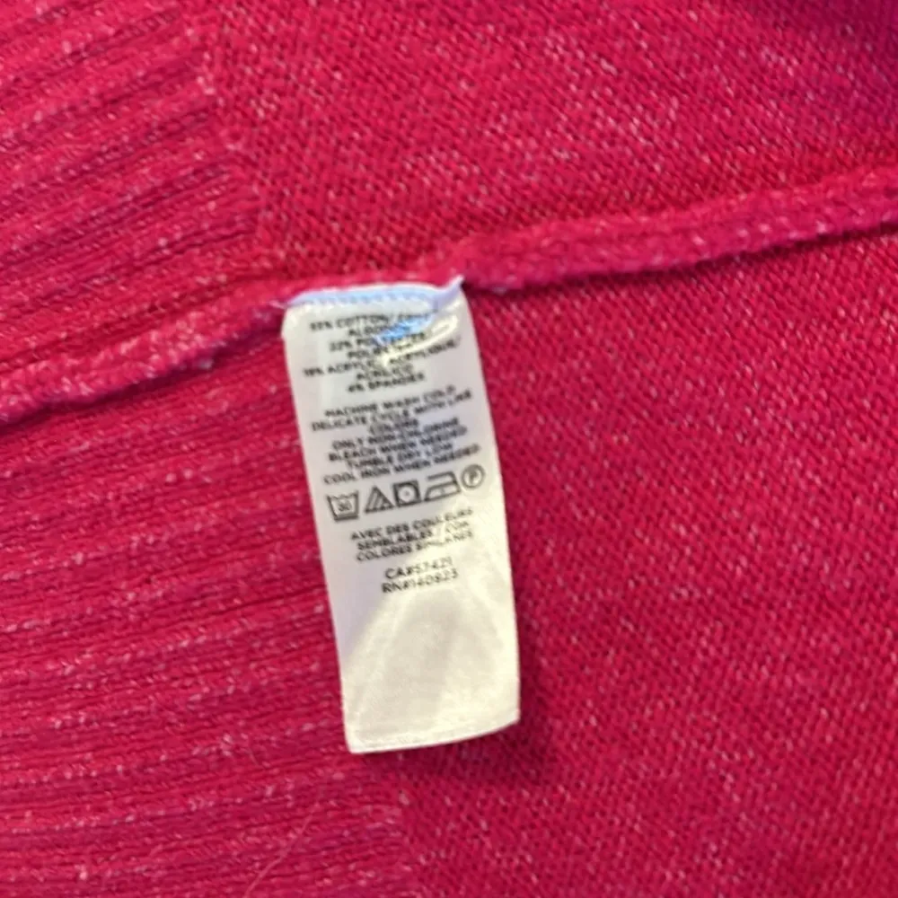 Loft Outlet long, open front cardigan sweater. Deep pink, size large. - Image 4