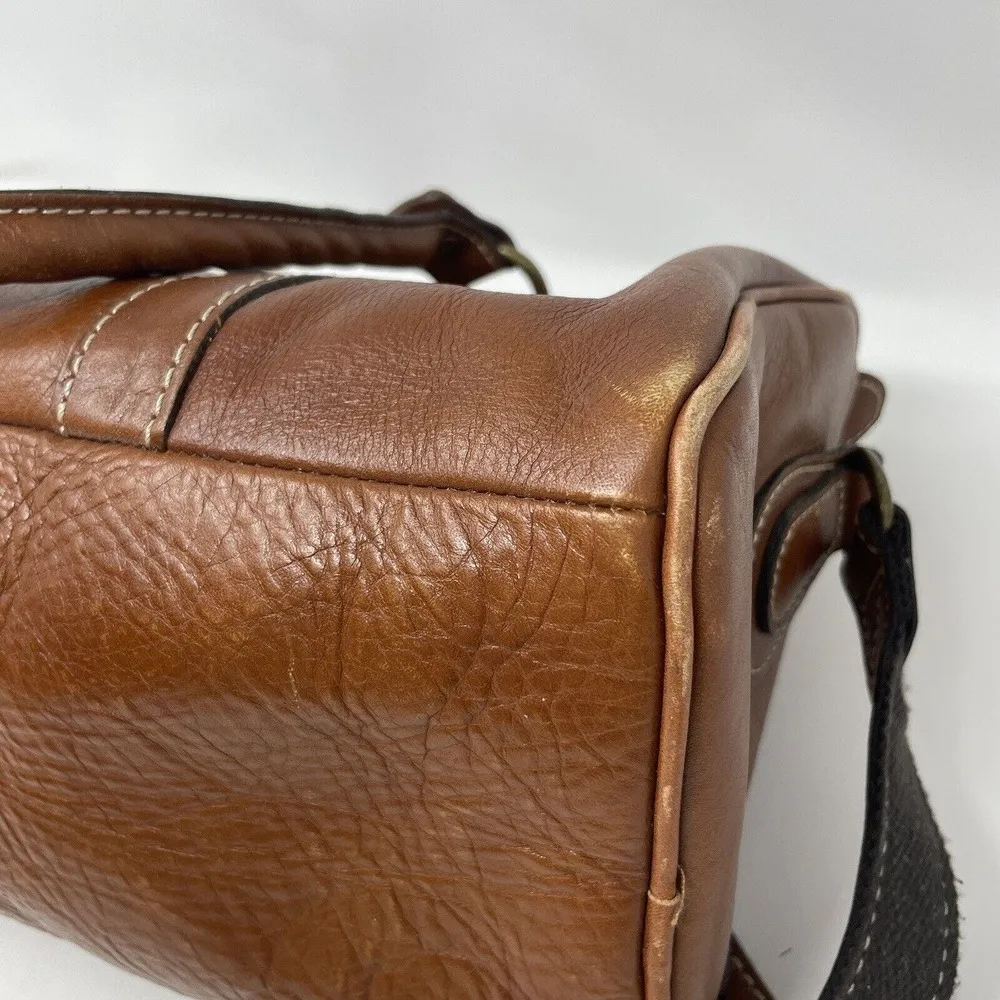 Crossbody Tote Bag Cognac Brown Leather Handbag - Image 8