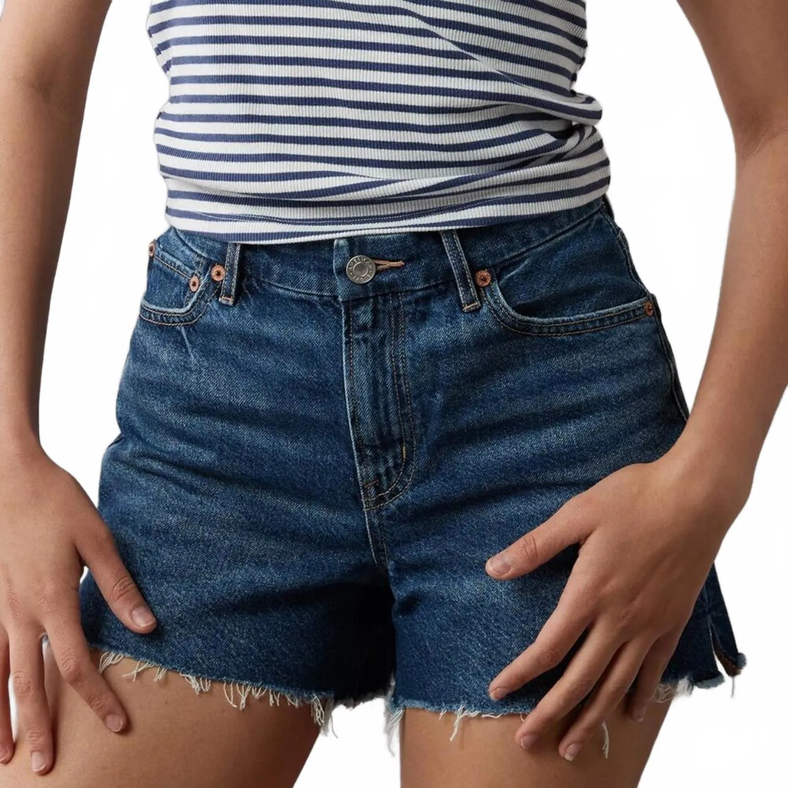 AE Strigid Curvy Super High-Waisted Relaxed ShortAmerican Eagle NWT Dark Indigo - Image 4