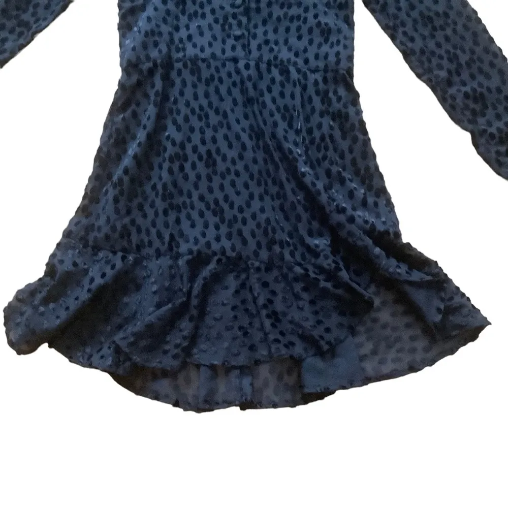 The kooples dot illusion dress black size XS long sleeve lace with front slit - Image 6