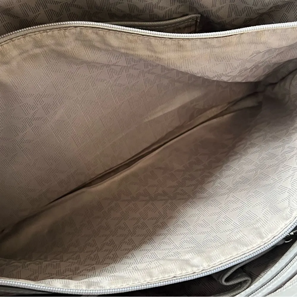 Michael Kors Jet Set Travel Saffiano Leather Top-Zip Tote Bag Gray - Image 16