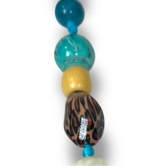 Cookie Lee Necklace Bracelet Set Beaded Faux Stone Teal Tan Multi 18” Length - Image 11