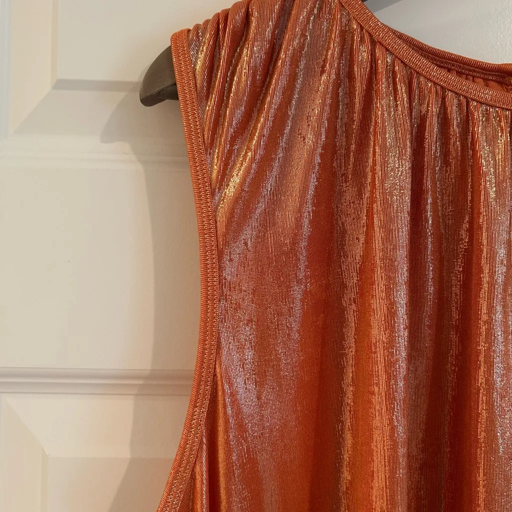 Molly Bracken Shimmery Sleeveless Top Copper Orange Size S - Image 4