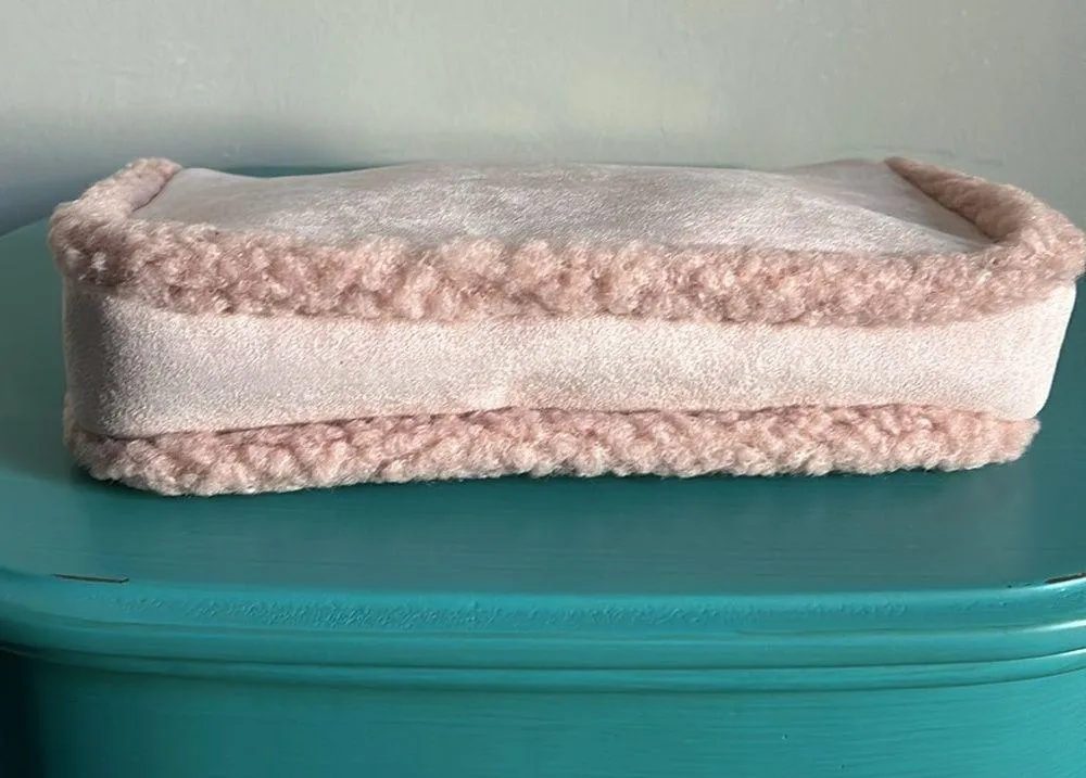 New BearPaw Suede Shearling Trim Crossbody Pouchette Bag with Detachable Strap - Image 6