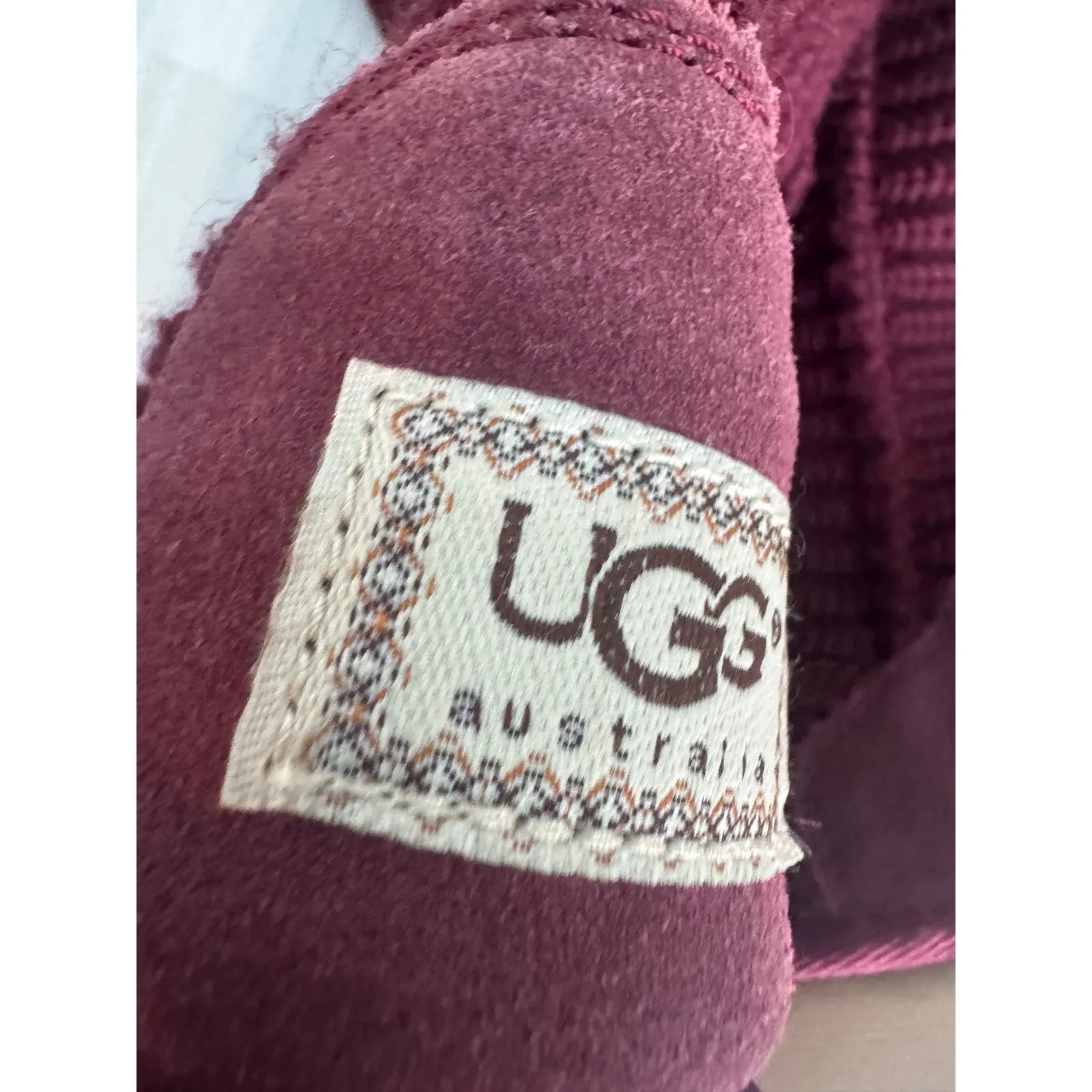UGG Australia Knit Tall Boots Burgundy Suede Trim Women's Size 9 - Image 3