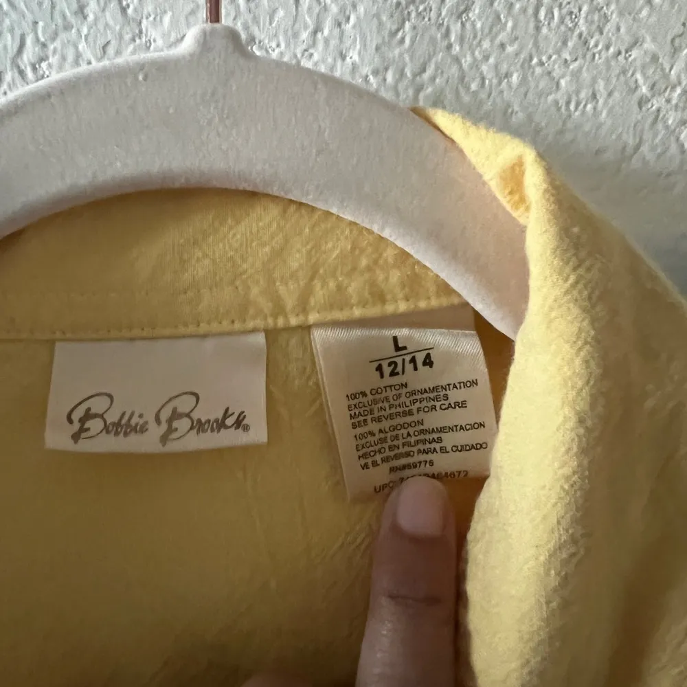 Vintage Bobbie Brooks‎ Yellow 100% Cotton Shirt with Embroidery Large - Image 6