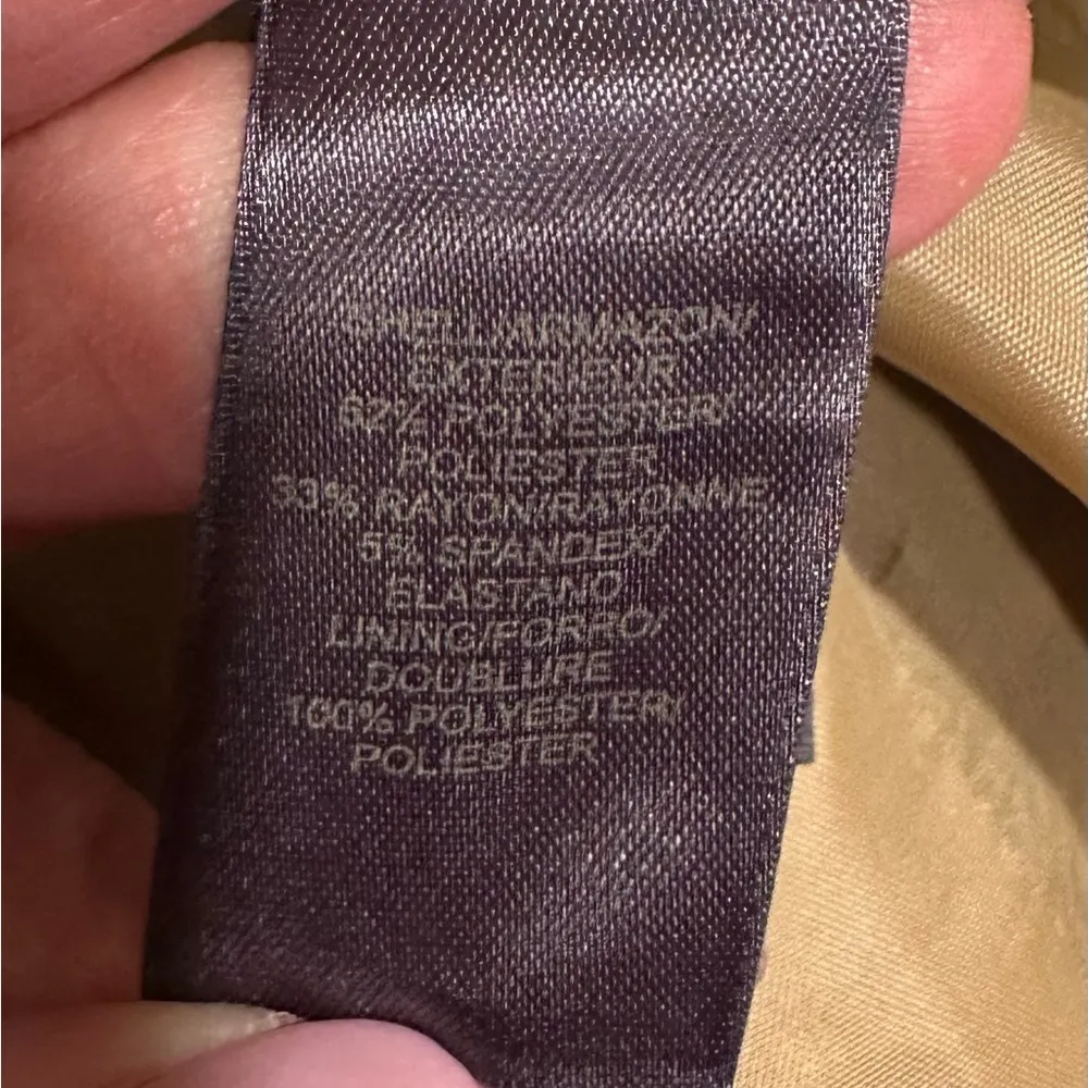 EUC Liz Claiborne Khaki Wheat Lux Cotton Beige Twill Woven Blazer Jacket - Image 6