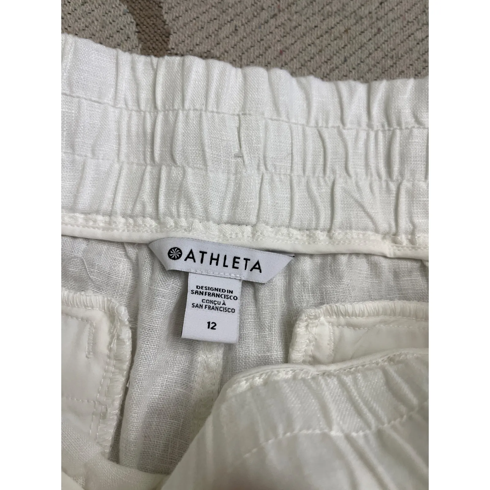 Athleta Cabo Linen Jogger Pant, Calla Lily White size 12, s/530642-01, v/ 003489 - Image 4