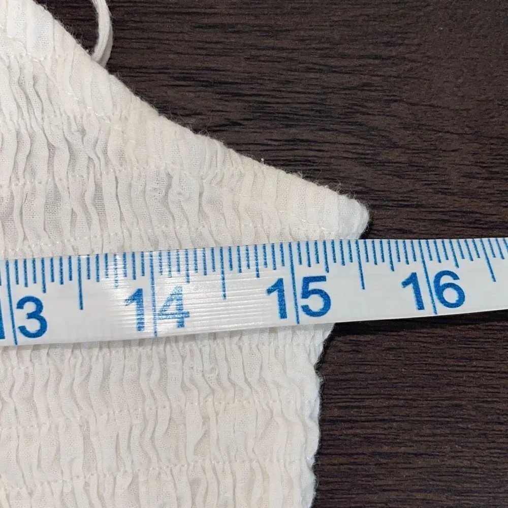 Bibi Womens Cami Top Tank Peplum Smocked Sleeveless 100% Cotton White Size Large - Image 6