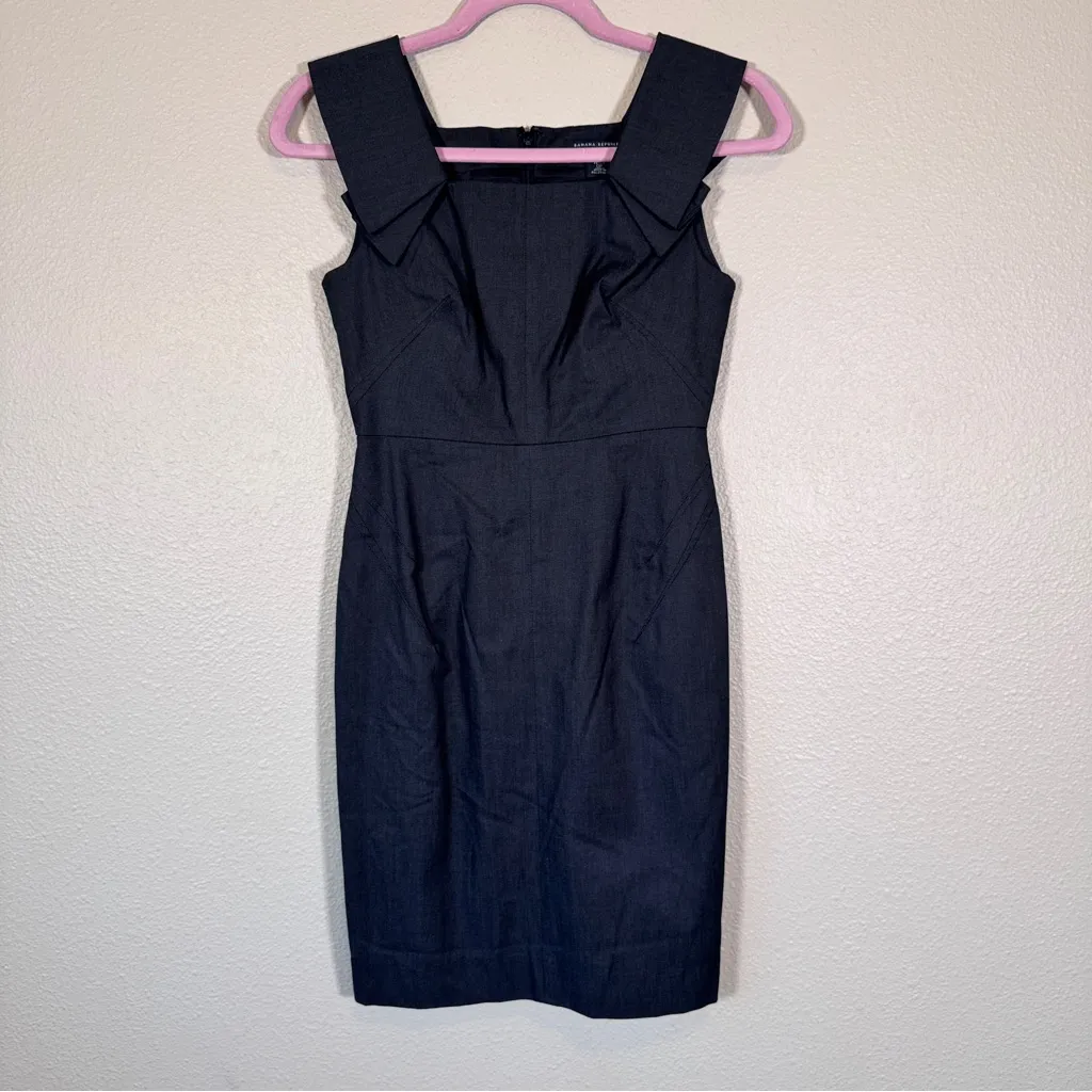 Banana Republic Grey Sleeveless Sheath Dress Womens 0P Mini Academia Preppy - Image 10
