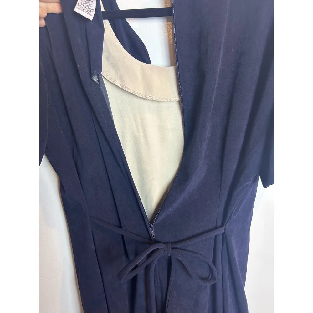 Sheri Martin Vintage Dress Navy White Retro Cottage Cottage Core Size 12 - Image 6