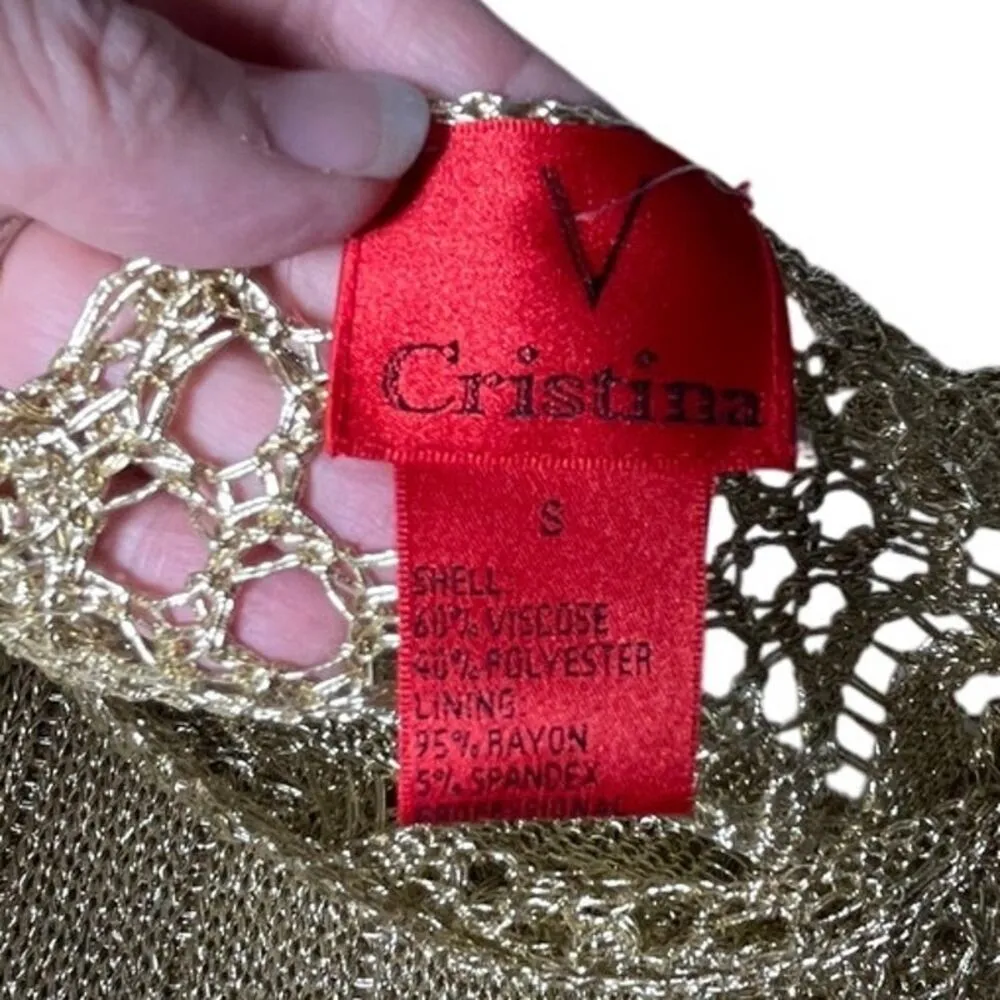 Cristina‎ Metallic Gold Knit Sweater Small NWT SM5932G Party Holiday Top - Image 13