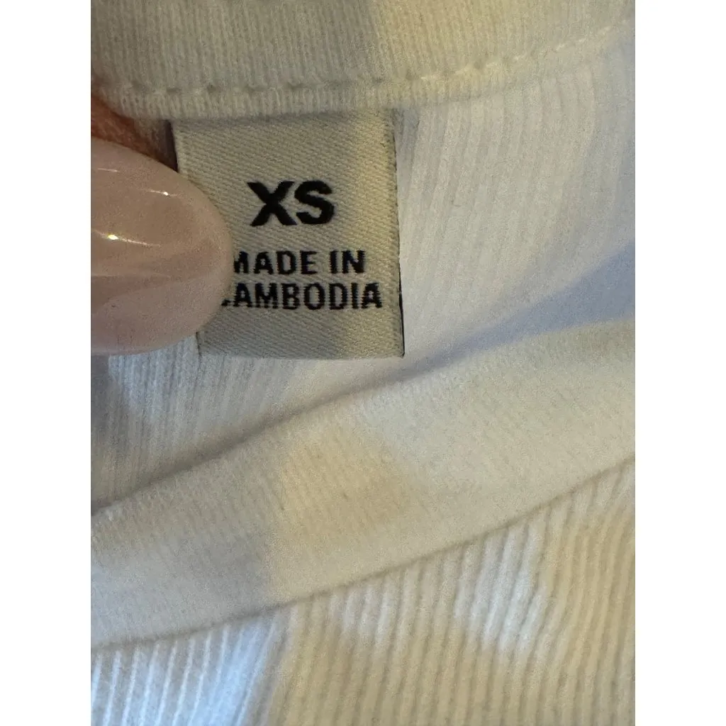 Aritzia TNA Tee Women XS White Ribbed Knit Crew Neck Short Sleeve Baby Tee‎ Crop - Image 11